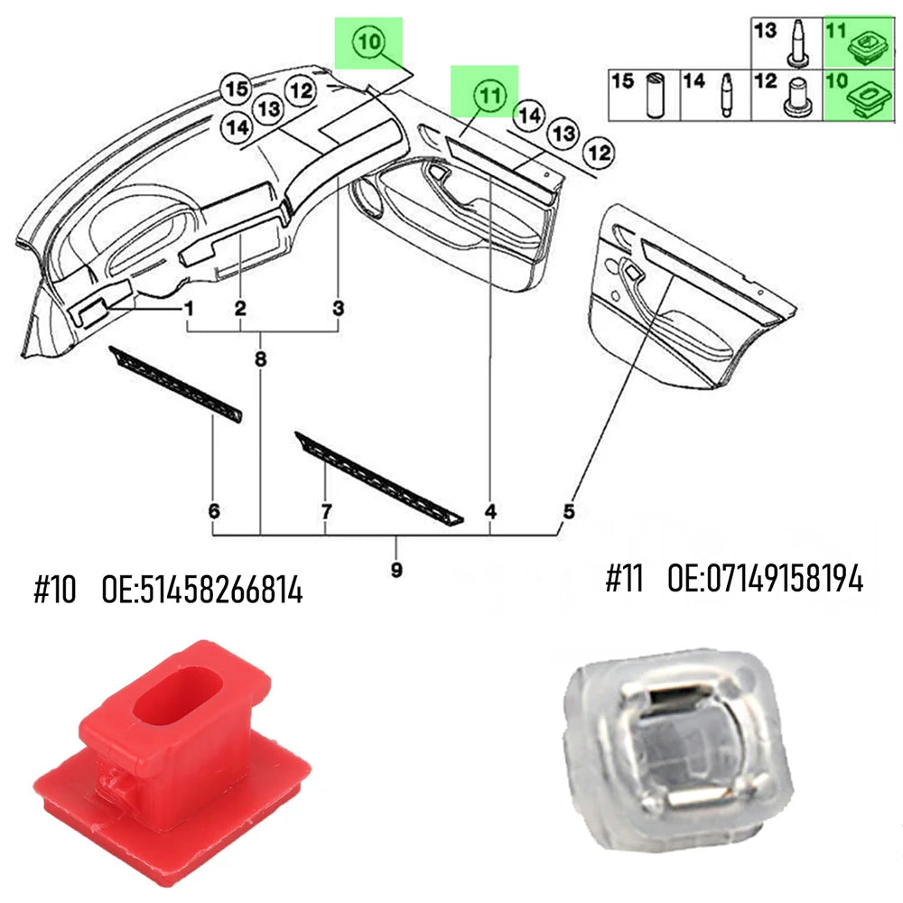 Car Door Interior Dashboard Dash Trim Moulding Clips For BMW 3 Series E46 E90 E91 E92 E93 X3 X5 E53 Auto Retainer Grommets