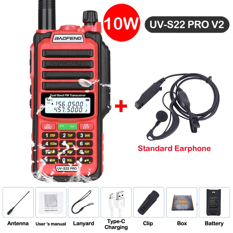 Baofeng UV S22 PRO V2 IP68 Walkie Talkie Waterproof Dual Band 136-174/400-520MHz Ham Radio Upgraded Of UV9R UV5R Pro 50KM Range