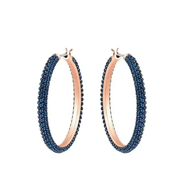 Original Hoop Earrings 2024 Lucent Fine Jewelry Charming Pink Blue Austrian Crystal Fashion SW Romantic Gift For Women With Logo