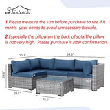 Shintenchi 5 Pieces Outdoor Patio Sectional Sofa Couch, Silver Gray PE Wicker Furniture Conversation Sets with Washable Cushions