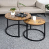 Miereirl Round Nesting Coffee Table Circle Accent Tables for Small Spaces Side End Set of 2 Living Room Balcony Office