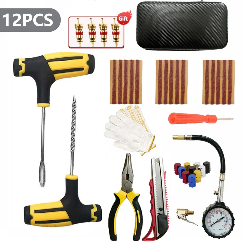 Car Tire Repair Kit Puncture Plug Tools Tyre Puncture Emergency for Tire Strips Stirring Glue Repair Tool Kit Car Accessories