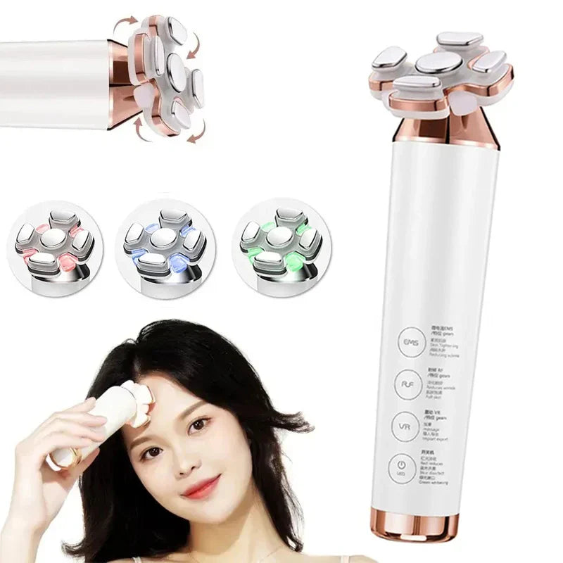 NEW Rf Face Lifting Machine Led Anti-wrinkle Beauty Instrument EMS Facial High Frequency Vibration Massager Device Home Use SPA