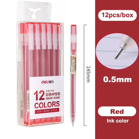 Deli Colored Gel Pen 0.5mm Ballpoint Pen Waterproof Gel Ink Hand Account Note Marker Scrapbook Writing Supplies Stationery Pens