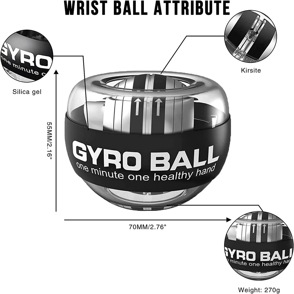 LED Automatic Light-emitting Gyro Wrist Force Handball Automatic Start Vibrating balls Gyroscope Gyroball Ball Power