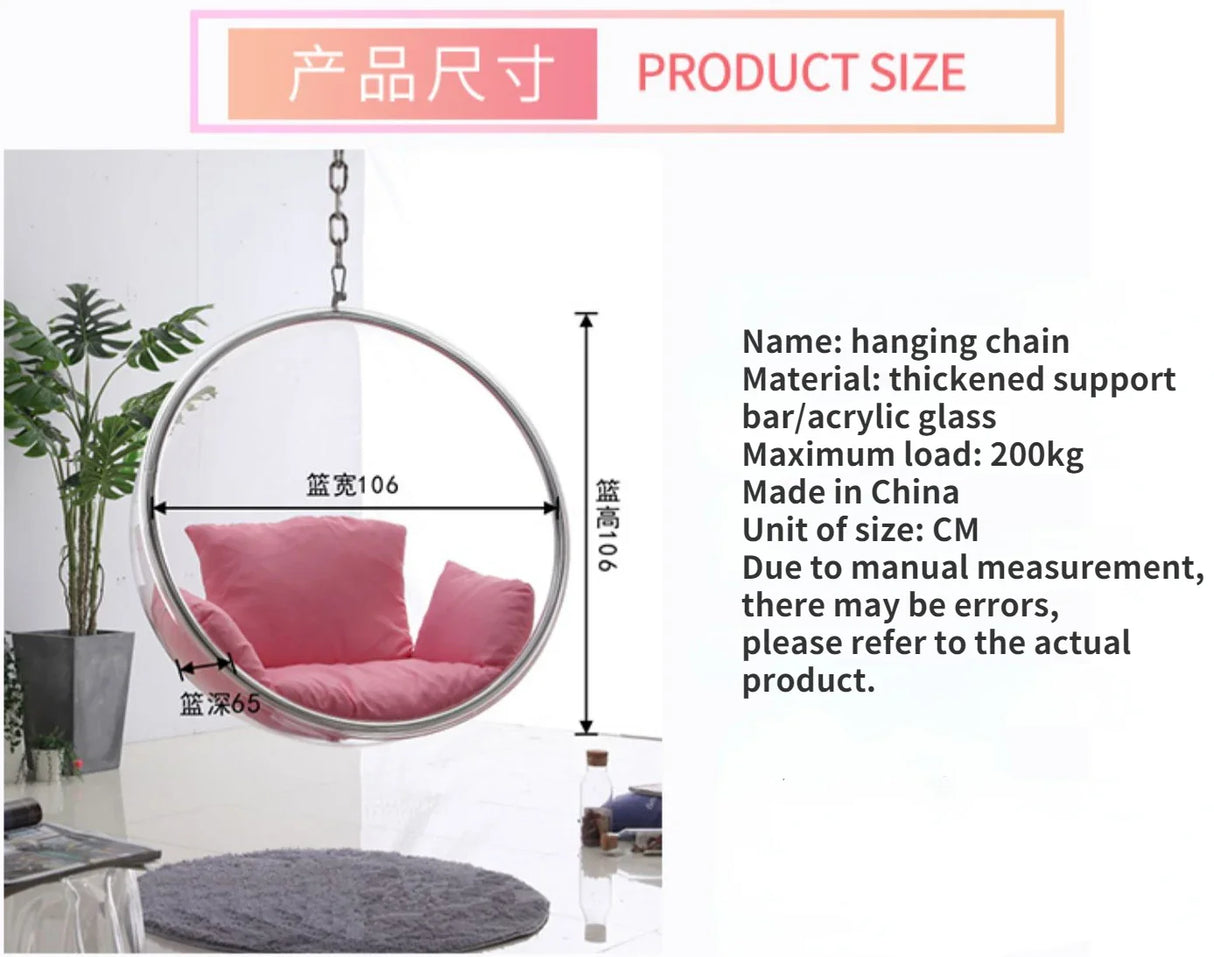 Net Red Transparent Bubble Hemispheric Acrylic Hanging Basket Indoor Outdoor Balcony Courtyard Plastic Space Swing Hanging Chair