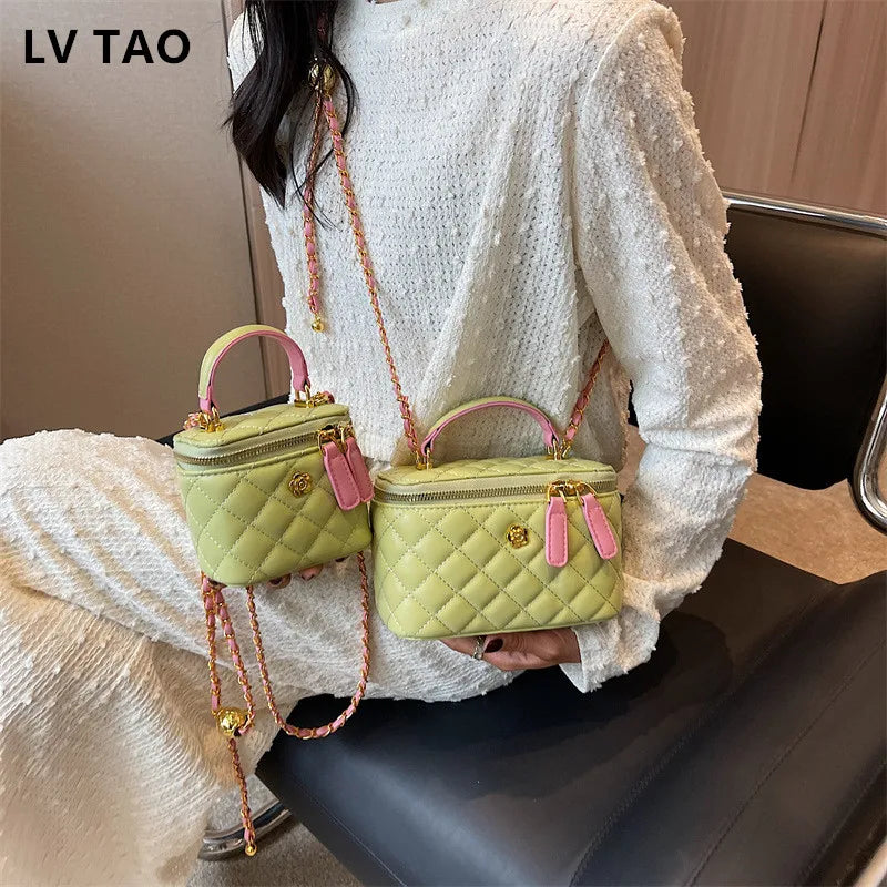 Trendy Checked Women High Quality Bag New Fashion Chain Crossbody Bags Ladies Handbags Purses Small High Fashion Shoulder Bags