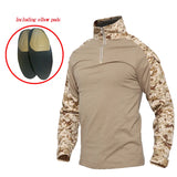 Men Combat Work Clothes Long Sleeve Tactical Elbow Pads Uniform Cotton Military CP Camouflage Shirt Man T Shirts