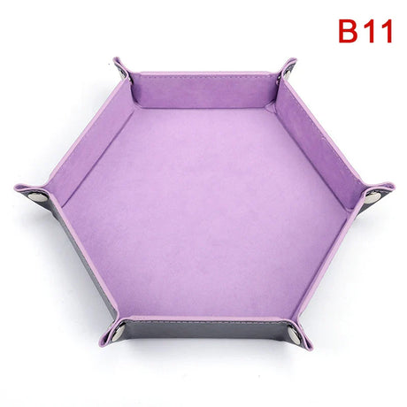 1pc Folding Hexagon/Triangle Dice Tray Purple Dice Box For RPG/DnD Games Dice Storage Case PU Leather