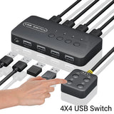 KVM Switch USB Switch Shared Controller Hub Adapter USB2.0 4 Inputs 4 Outputs For Laptop Computer Printer Keyboard Mouse Monitor