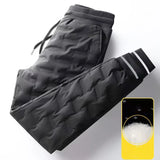 Down Padded Men's Pants Drawstring Warm Padded Sweatpants Loose Jogging Pants Thickened Warm Cotton Pants Thermal Down Trousers