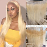 13x4 Lace Frontal Transparent Lace Pre-Plucked Black Brown Grey Straight Remy Human Hair Ombre 1B 613 Platinum Blonde MogulHair