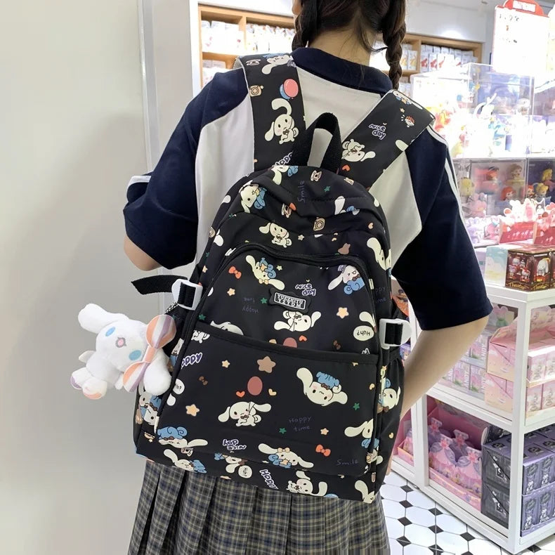 2023 New Kawaii Sanrio School Bag Pink Cinnamoroll High Beauty High School Girls High Capacity College Students Backpack Gift