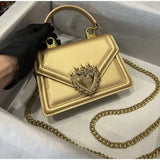 Ladies Shoulder Bag With Metal Magnetic Buckle Fashion Chain Luxury Designer Handbag Solid Color Genuine Leather Women Bag