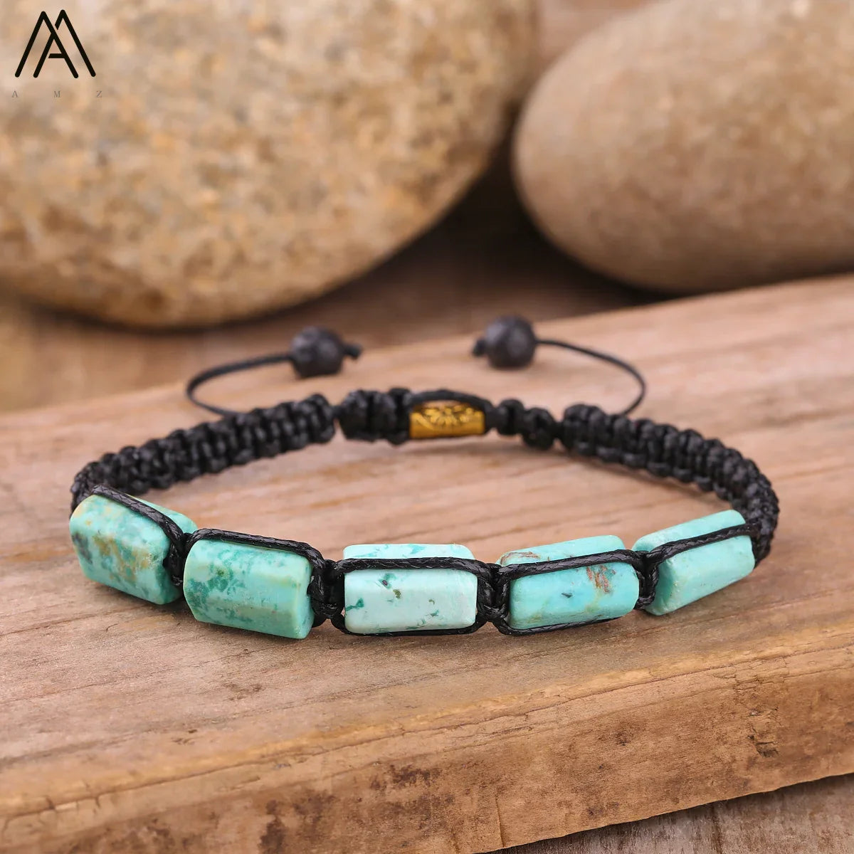 Natural Black Tourmaline Nugget Beads Knotted Handmade Woven Bracelet Women Stone Beads Braid Bracelet Adjustable N0456AMI