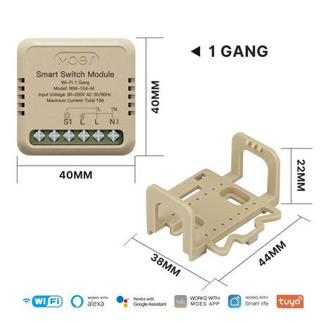 MOES Star Ring Series Mini Tuya WiFi/Zigbee Smart Switch DIY Module Light Switch 1/2 Gang Remote Control Work Alexa Google Home