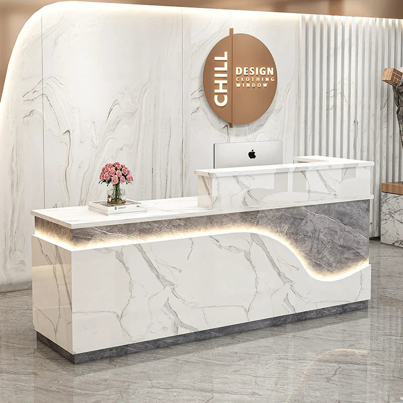 White Light Reception Desks Design Stylish Modern Luxury Reception Desks Office Front Mostrador Negocio Commercial Furniture