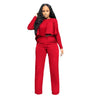 European and American women's new autumn and winter ruffle long sleeved women's high waisted wide leg pants two-piece set