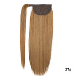 Straight Human Hair Ponytail Wrap Around Horsetail Clips-In Brazilian Machine Made Remy Hair wig 120g