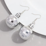 FishSheep Christmas Acrylic Mirror Disco Ball Drop Earring for Women Creative Rock 3D Bulb Dangle Earrings Xmas New Year Jewelry