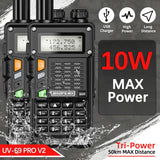 2PCS BaoFeng UV-S9 Pro V2 Walkie Talkie 10KM Long Range Transceiver Communicator Waterproof 10W Powerful UHF VHF Two Way Radio