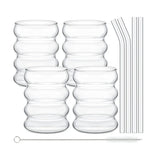 Single-Layer Glass Cup with Straw Drinking Mugs Coffee Drinkware Whiskey Glasses Milk Cup Water Cup Glass Material