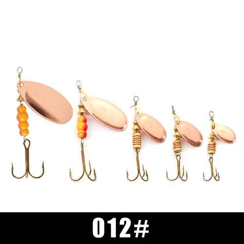 FISH KING Metal Fishing Lure Spinner Baits 3.9g 4.6g 7.4g 10.8g 15g Rotating Spoon Lures Spinners With Treble Hooks Pike Baits