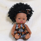 35cm Newborn Reborn African Doll Baby Simulation Soft Vinyl Children Lifelike Toys Christmas Birthday Toys Dolls for Babies