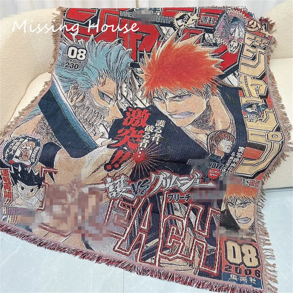 Anime Throw Towel Blanket Tapestry Bedspread Outdoor Camp Beach Towels Sofa Chair Cover Mat Rug Tassel