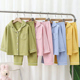 2023 Autumn Winter Children Pajama Sets Solid Color Sleepwear for Kids 1-16years Teen Pijamas Boys Girls Loungewear Baby Clothes