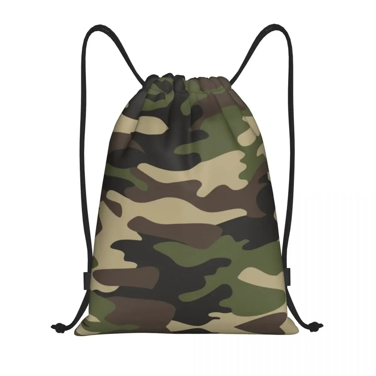 Custom Green Brown Military Camouflage Drawstring Bags Men Women Lightweight Army Jungle Camo Sports Gym Storage Backpack