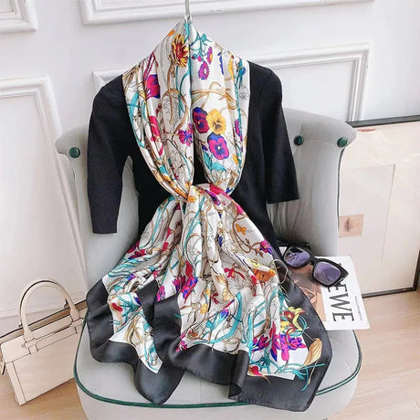 Van Gogh Oil Painting Silk Scarf Women Luxury Brand Apricot Floral Print Hijab Bandana Foulard Femme Shawl Soft Bufanda Mujer