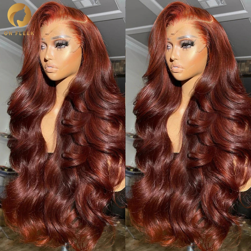 13x4 Reddish Brown Body Wave Lace Frontal Human Hair Wig 13x6 Hd Lace Frontal Wigs Glueless Human Hair Wig Brazilian Pre Plucked