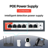 TengFei POE Switch 6Port 100Mbps Switch 4 PoE+2 UpLink With Internal Power Office Home Network Hub for IP Camera with Phone