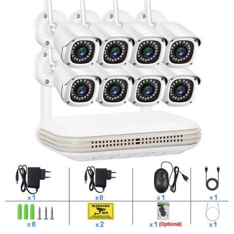 Gadinan 3MP Outdoor WiFi Camera Kit 2.8mm AI Face Detect Audio Security CCTV Humanoid Detection NVR Video Surveillance System