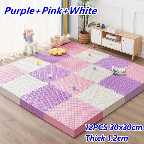 Baby Game Mat 12PCS Puzzle Mat Thick 1.2cm Play Mats 30x30cm Foam Puzzle Mat Floor Mats Gym Crawling Mat Kids Foot Mat Baby Rugs