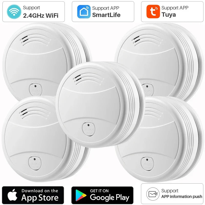 Tuya WiFi Smoke Detector Alarm Smart Fire Protection 90dB Smoke Alarm Sensor Home Security System work with Tuya Smart Life APP