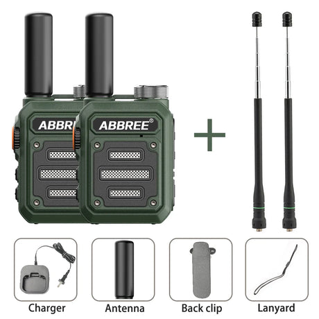 2PCS ABBREE AR-63 Mini Walkie talkie Wireless Copy Frequency Ham Radio for Hunting UHF Professional Communicator Type-C Jack