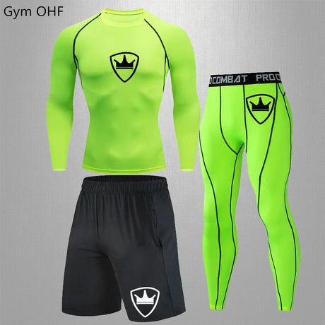 MMA rashgard Men's Sports Suit male Quick drying Sportswear Compression Clothing Fitness Training kit Thermal Underwear legging