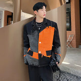 IEFB Trend Fashion Coat Personality Men Woolen Contrast Color Spliced Niche Design Autumn 2023 New Fur Edge Style Jacket 9C2745