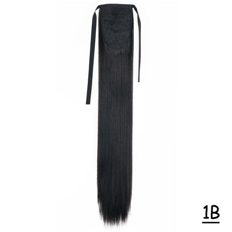 Synthetic Ponytail Hair Extension Natural Hairpiece Clip In Wrap Around Pony Heat Resistant Black Burgundy Hairstyle