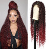 kalyss 32" Square Knotless Locs Briaded Wigs Full Lace Briaded Wig With Boho Curls Synthetic Lace Front Braided Wigs