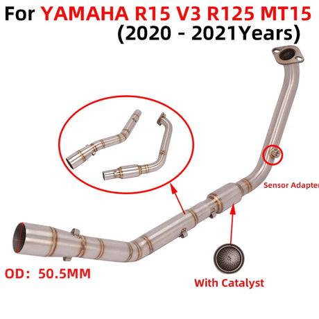 For YAMAHA YZF-R15 YZF R15 V3 R125 MT15 MT-15 2017 - 2021  Motorcycle Exhaust System Moto Escape Muffler Front Middle Link Pipe