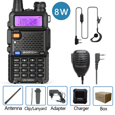 Baofeng UV-5R 8W True High Power 8/5W Powerful Walkie Talkie Long Range 16km Dual Band Two Way Radio CB Portable UV5R Hunting