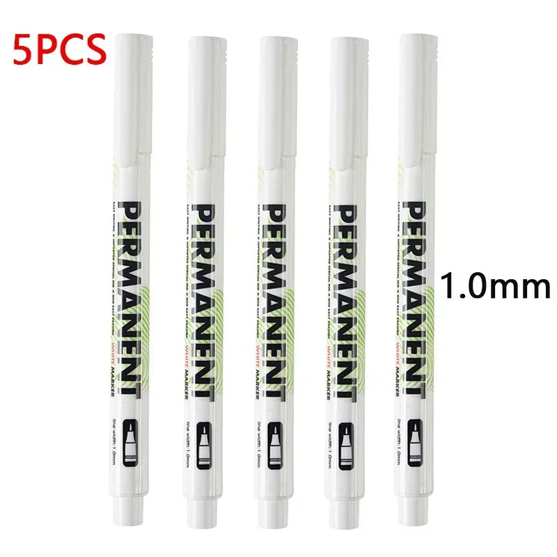 5 Pack White Comics Waterproof Marker Tire Marker Permanent Marker Painting Supplies Stationery Office Supplies