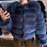 WEFURLENA 2023 New Real Fur Coat  Winter Jacket Women natural large wool fox fur coat Street warm long sleeve detachable vest