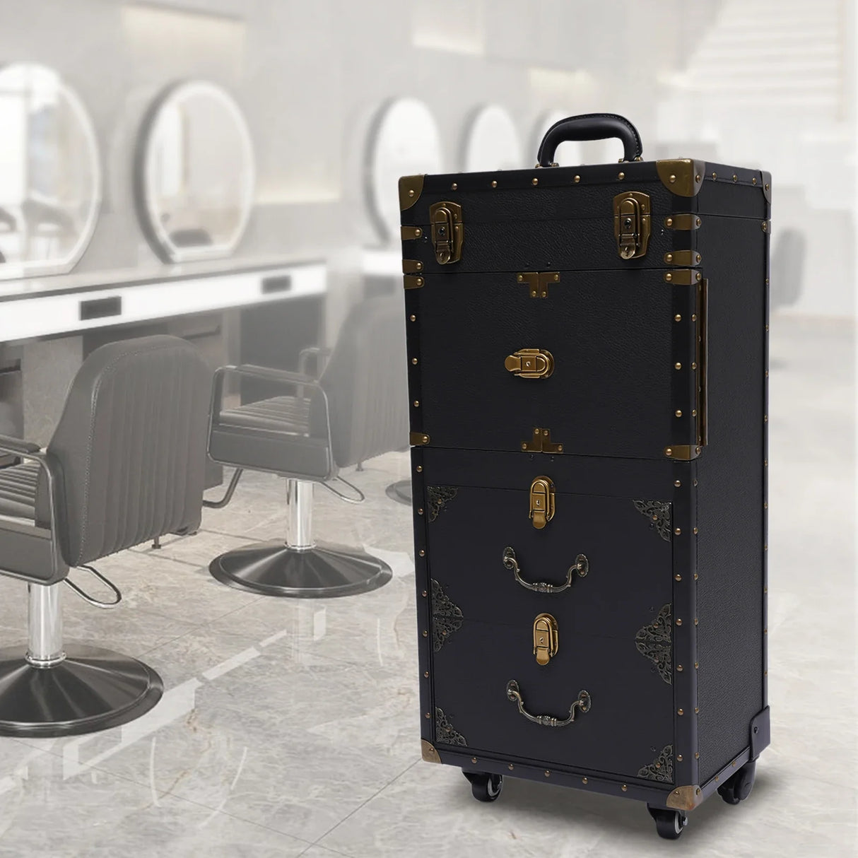 Rolling Lockable Makeup Hairdressing Trolley Stylist Beauty Salon Cosmetic Salon Tool Trolley Auxiliary Cart with Wheels