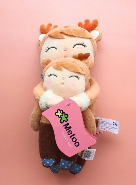 Metoo Doll Stuffed Toys Kawaii Mother and Kid 2 Piece Angela Plush Sleeping Toys For Girls Newborn Baby Christmas Birthday Gift