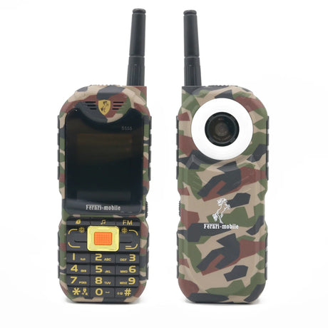 Camouflage Mobile Phone with Antenna FM Radio Power Bank Torch Bluetooth 4 SIM Card Russian Keyboard GSM 2G Cellphones