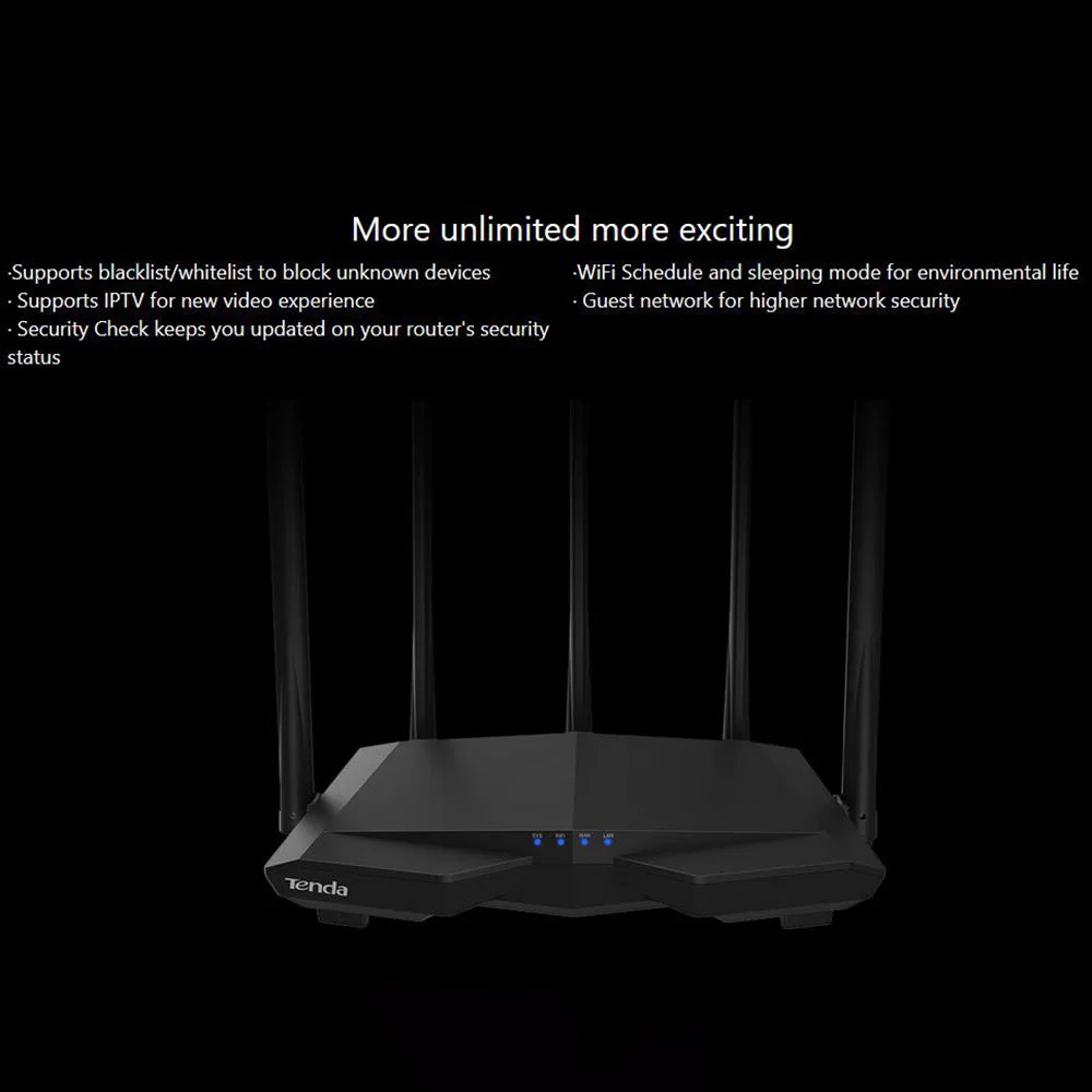 Tenda AC7 Dual Band Wireless AC1200 Router Wifi Range Repeater with 5*6dBi High Gain Antennas Wider Coverage Wi-Fi Extender